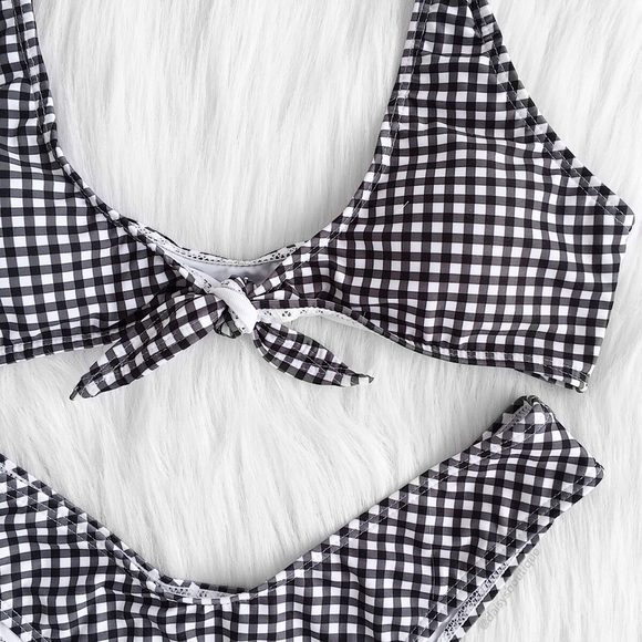 black & white gingham knot bikini - Picture 2 of 5